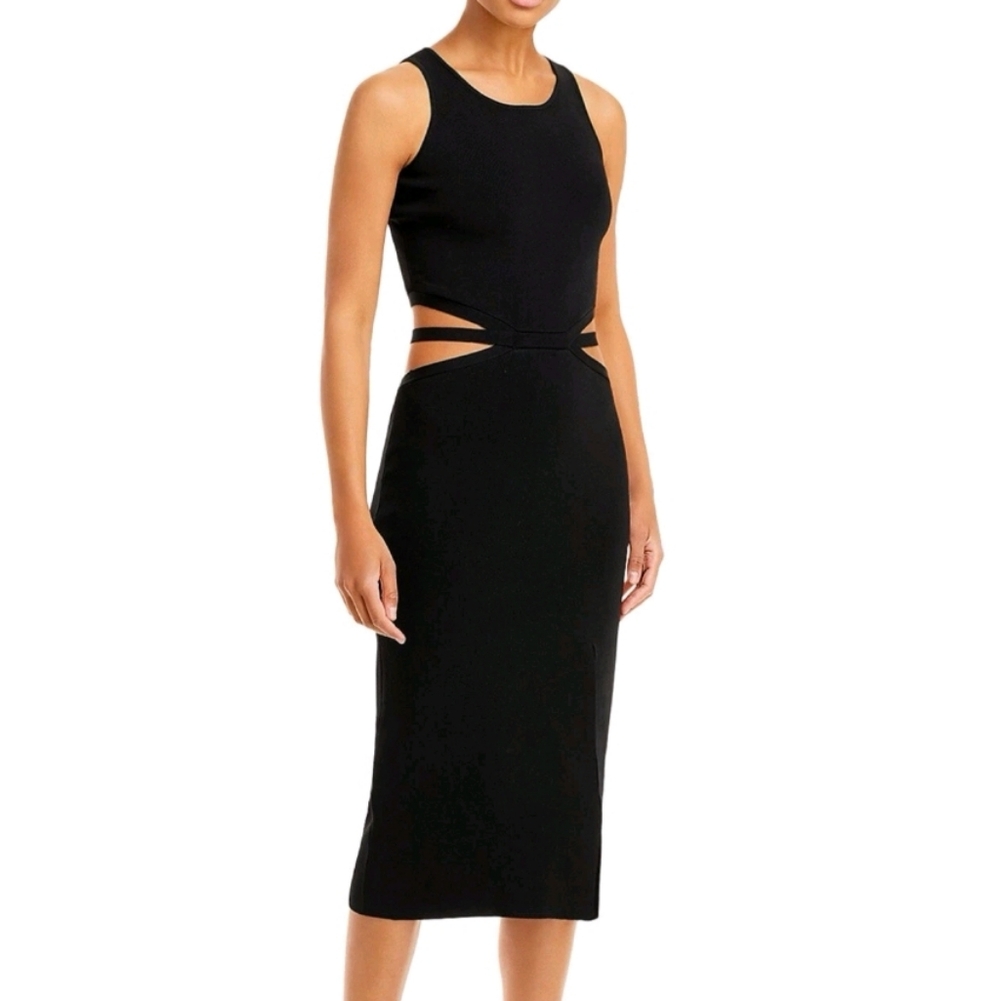 NWT - Lucy Paris Black Midi Dress With Cut Out Size Large - New With Tags